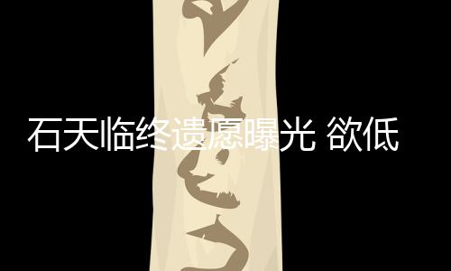 低调搞追曝光遗愿 欲临终石天身后事拒思会处理